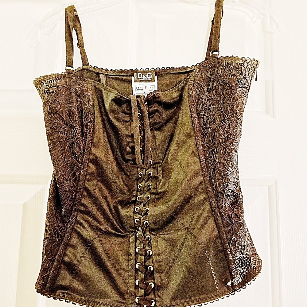 Dolce & Gabbana Black Vintage Lace Bustier